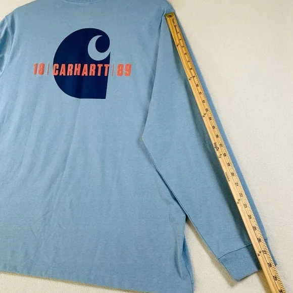 NWT Carhartt C Graphic T-Shirt Mens Relaxed Fit Heavyweight Long Sleeve 2XL Blue - Picture 11 of 11